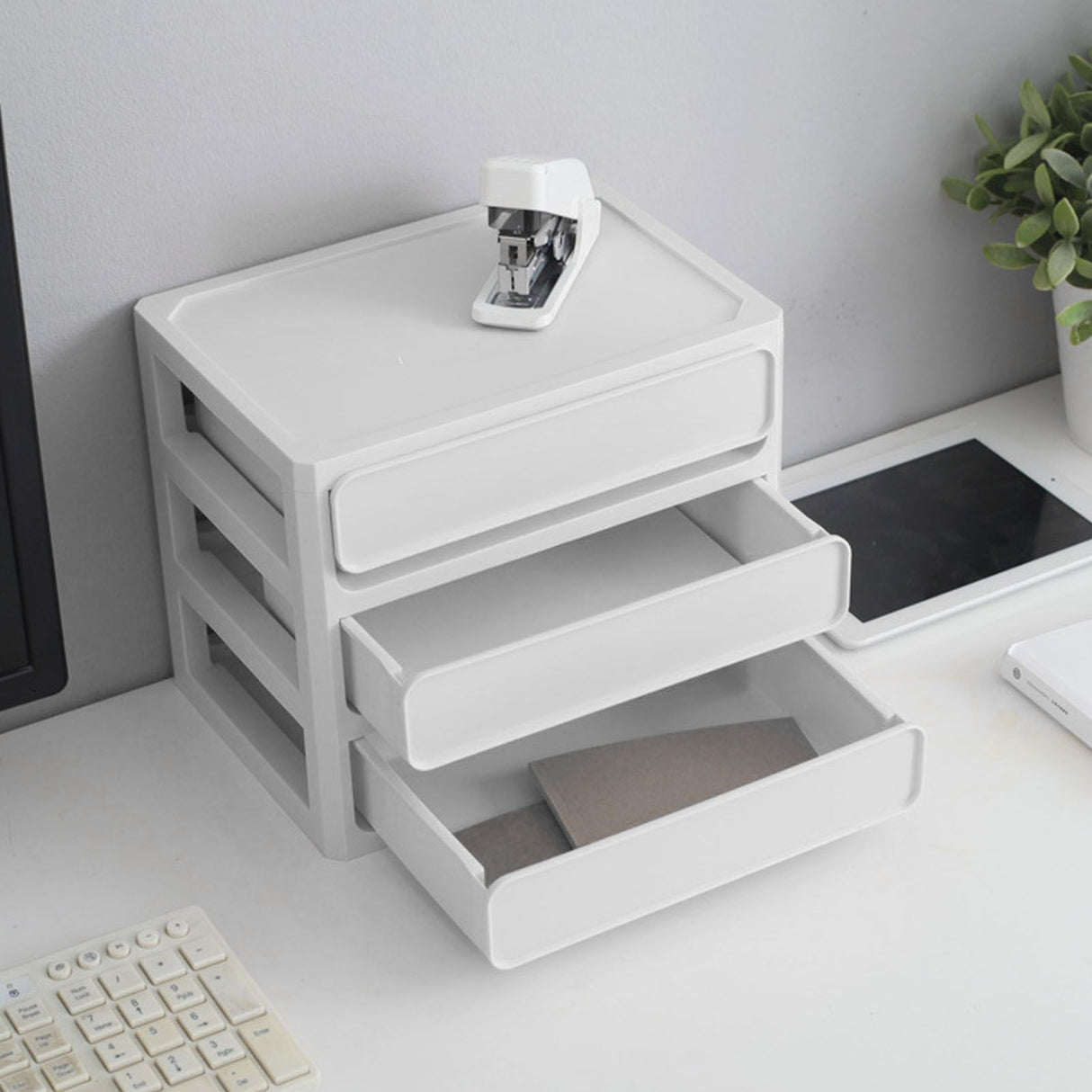 Storage Drawer Multi Layers Stackable Dustproof Desktop Storage Box Organizer for Student Dormitory Home Cosmetics 2 Layers White