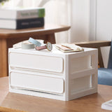 Storage Drawer Multi Layers Stackable Dustproof Desktop Storage Box Organizer for Student Dormitory Home Cosmetics 2 Layers White - Rear View