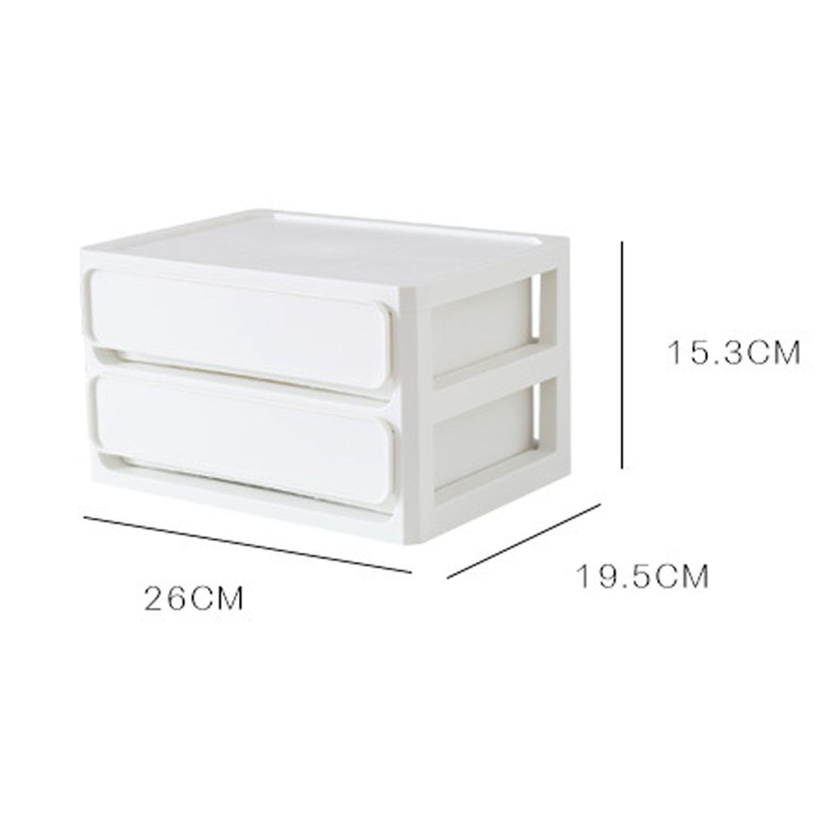 Storage Drawer Multi Layers Stackable Dustproof Desktop Storage Box Organizer for Student Dormitory Home Cosmetics 2 Layers White