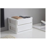 Storage Drawer Multi Layers Stackable Dustproof Desktop Storage Box Organizer for Student Dormitory Home Cosmetics 2 Layers White