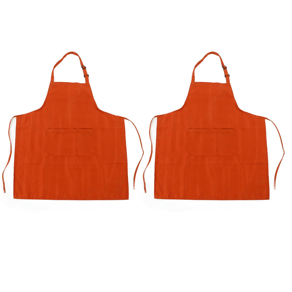 Cooking Apron Waterproof Adjustable Neck Strap Breathable Soft Kitchen Bib Apron with Pocket for Barbecue Baking 2pcs Orange