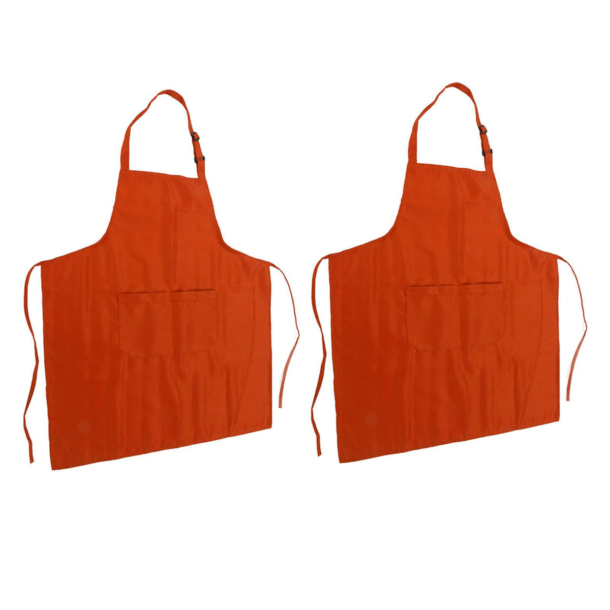 Cooking Apron Waterproof Adjustable Neck Strap Breathable Soft Kitchen Bib Apron with Pocket for Barbecue Baking 2pcs Orange