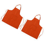 Cooking Apron Waterproof Adjustable Neck Strap Breathable Soft Kitchen Bib Apron with Pocket for Barbecue Baking 2pcs Orange