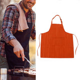 Cooking Apron Waterproof Adjustable Neck Strap Breathable Soft Kitchen Bib Apron with Pocket for Barbecue Baking 2pcs Orange - Extra Image