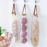 Fruit Storage Net Bag Breathable Reusable Hanging Storage Bag for Vegetable Onions Garlic - Close-Up Angle