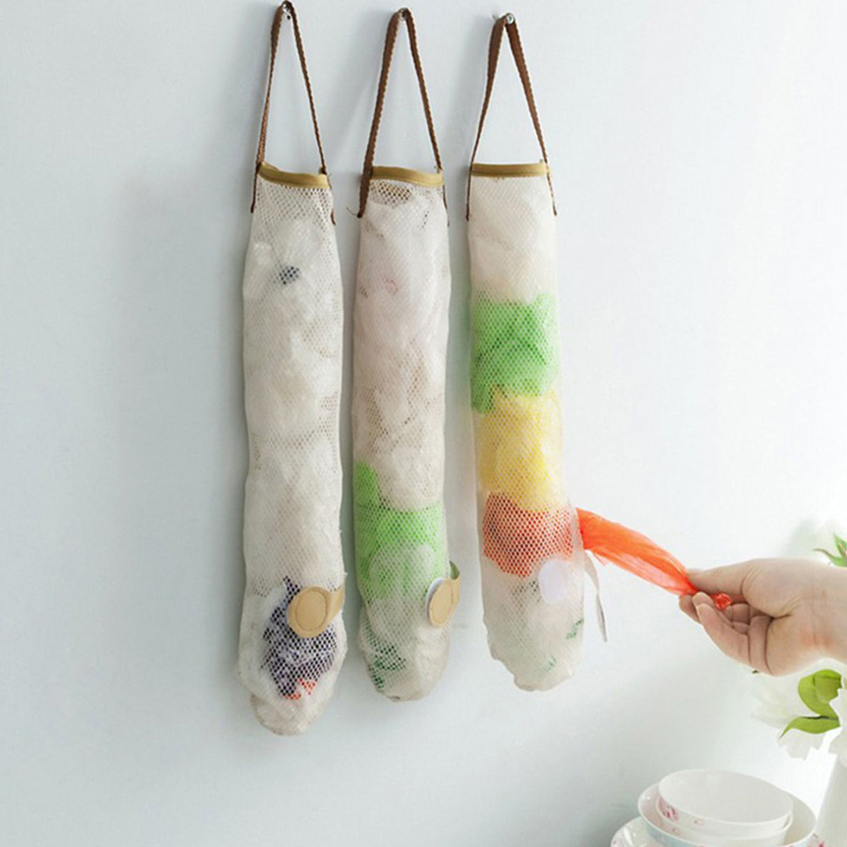 Fruit Storage Net Bag Breathable Reusable Hanging Storage Bag for Vegetable Onions Garlic