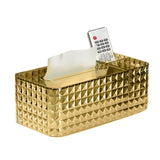 Tissue Storage Box Rhombus Texture Side Partition Towel Napkin Container Case Transparent Gold