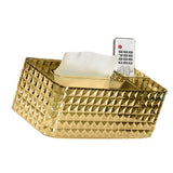 Tissue Storage Box Rhombus Texture Side Partition Towel Napkin Container Case Transparent Gold - Top-Down View