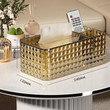 Tissue Storage Box Rhombus Texture Side Partition Towel Napkin Container Case Transparent Gold - Close-Up Angle