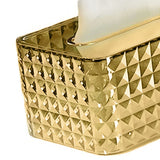 Tissue Storage Box Rhombus Texture Side Partition Towel Napkin Container Case Transparent Gold
