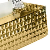 Tissue Storage Box Rhombus Texture Side Partition Towel Napkin Container Case Transparent Gold