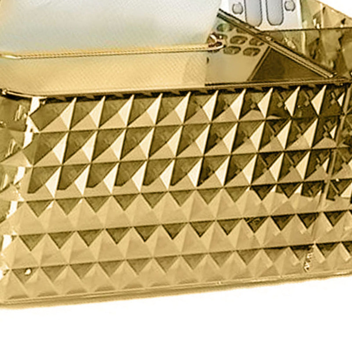 Tissue Storage Box Rhombus Texture Side Partition Towel Napkin Container Case Transparent Gold