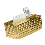 Tissue Storage Box Rhombus Texture Side Partition Towel Napkin Container Case Transparent Gold - Extra Image