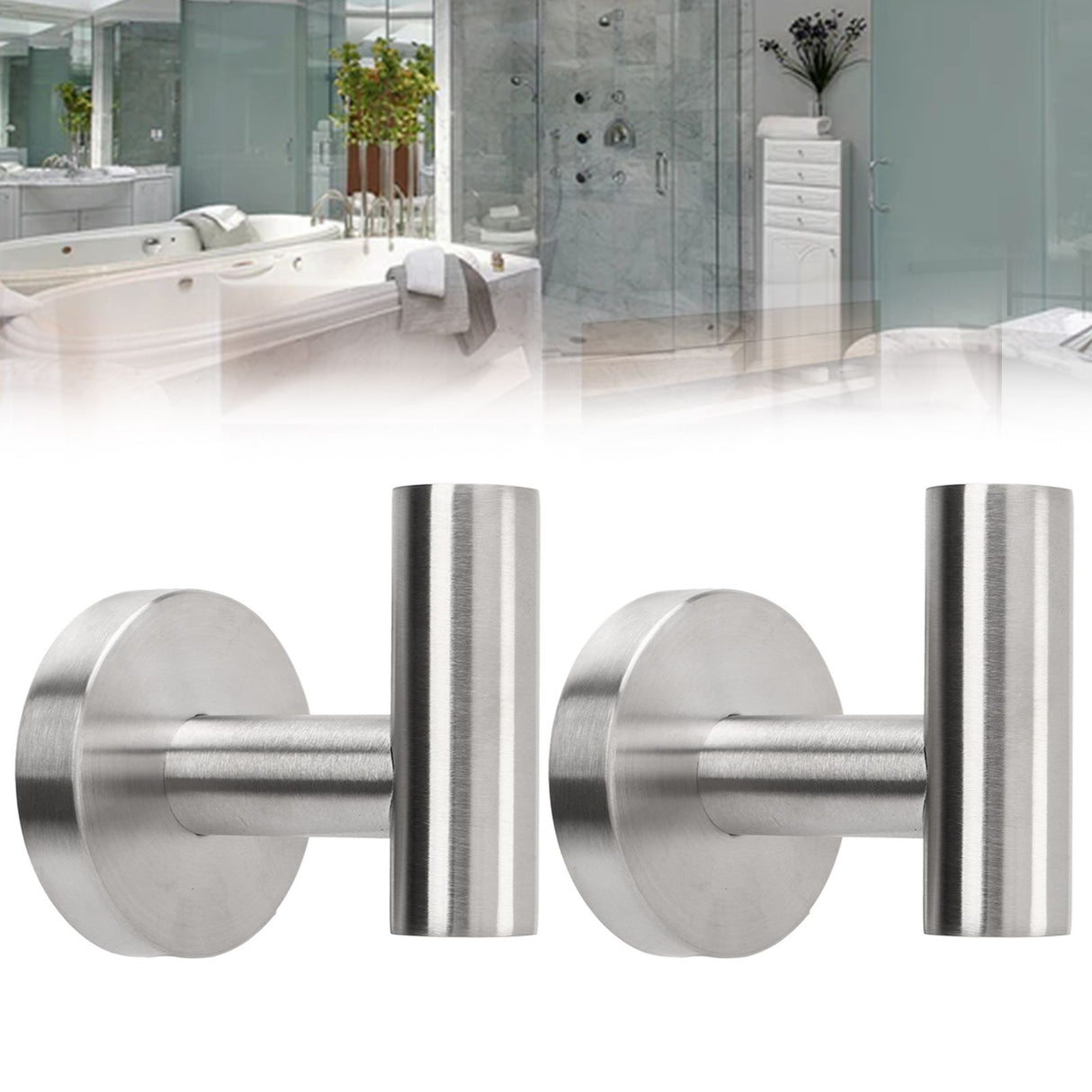 Towel Hooks Stainless Steel Wall Mounted Heavy Duty Robe Hook Holder for Coat Hat Bathroom Kitchen Silver