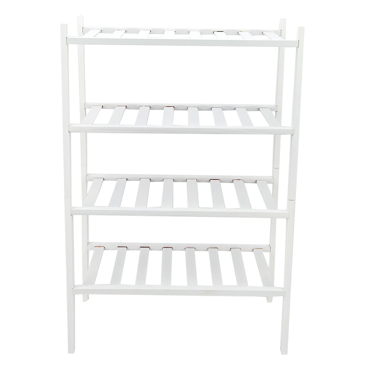4 Tier Shoe Rack White Stackable Shoes Rack Organizer Multifunctional Bamboo Shoe Rack for Home Hotel Dorm