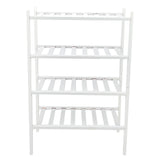 4 Tier Shoe Rack White Stackable Shoes Rack Organizer Multifunctional Bamboo Shoe Rack for Home Hotel Dorm - Front View