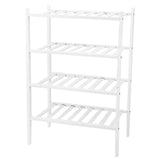 4 Tier Shoe Rack White Stackable Shoes Rack Organizer Multifunctional Bamboo Shoe Rack for Home Hotel Dorm - Side View