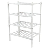 4 Tier Shoe Rack White Stackable Shoes Rack Organizer Multifunctional Bamboo Shoe Rack for Home Hotel Dorm