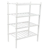 4 Tier Shoe Rack White Stackable Shoes Rack Organizer Multifunctional Bamboo Shoe Rack for Home Hotel Dorm