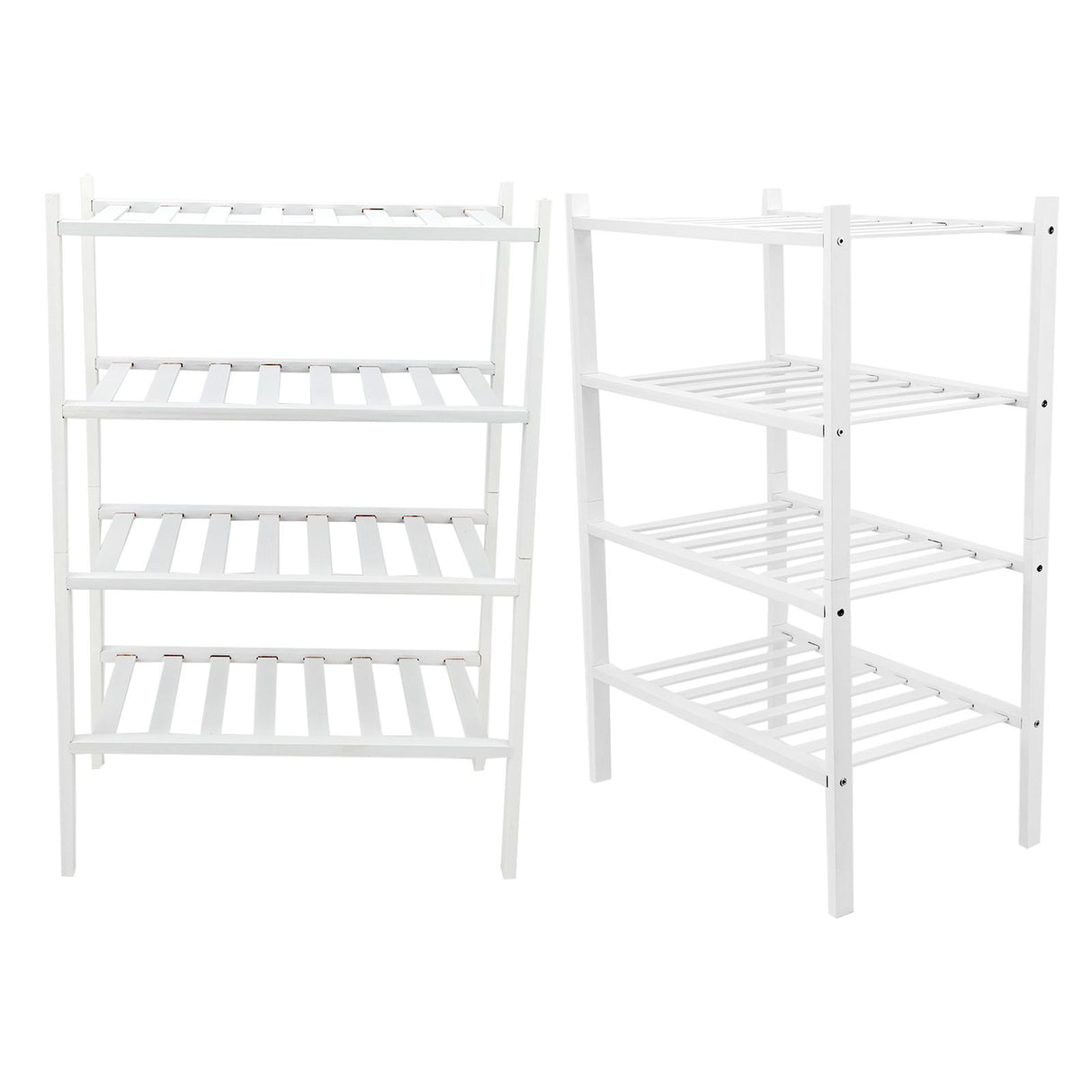 4 Tier Shoe Rack White Stackable Shoes Rack Organizer Multifunctional Bamboo Shoe Rack for Home Hotel Dorm