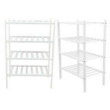 4 Tier Shoe Rack White Stackable Shoes Rack Organizer Multifunctional Bamboo Shoe Rack for Home Hotel Dorm