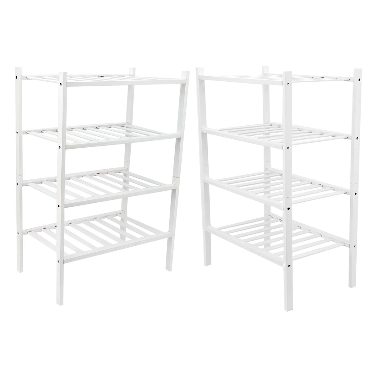 4 Tier Shoe Rack White Stackable Shoes Rack Organizer Multifunctional Bamboo Shoe Rack for Home Hotel Dorm