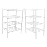 4 Tier Shoe Rack White Stackable Shoes Rack Organizer Multifunctional Bamboo Shoe Rack for Home Hotel Dorm