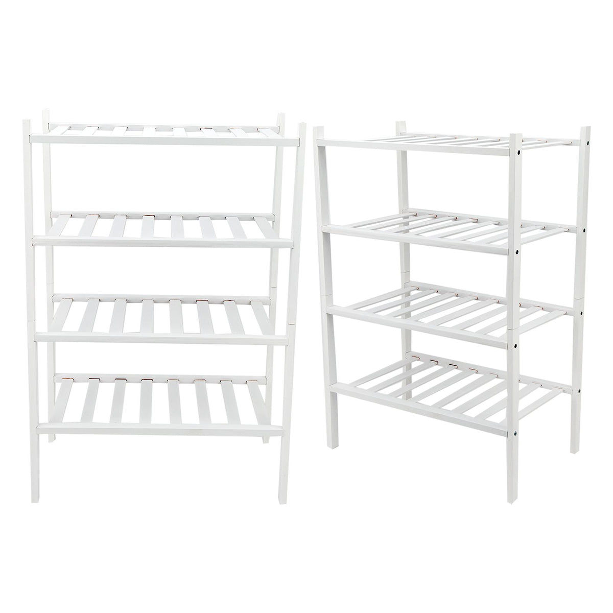 4 Tier Shoe Rack White Stackable Shoes Rack Organizer Multifunctional Bamboo Shoe Rack for Home Hotel Dorm