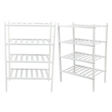 4 Tier Shoe Rack White Stackable Shoes Rack Organizer Multifunctional Bamboo Shoe Rack for Home Hotel Dorm