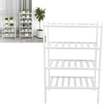 4 Tier Shoe Rack White Stackable Shoes Rack Organizer Multifunctional Bamboo Shoe Rack for Home Hotel Dorm