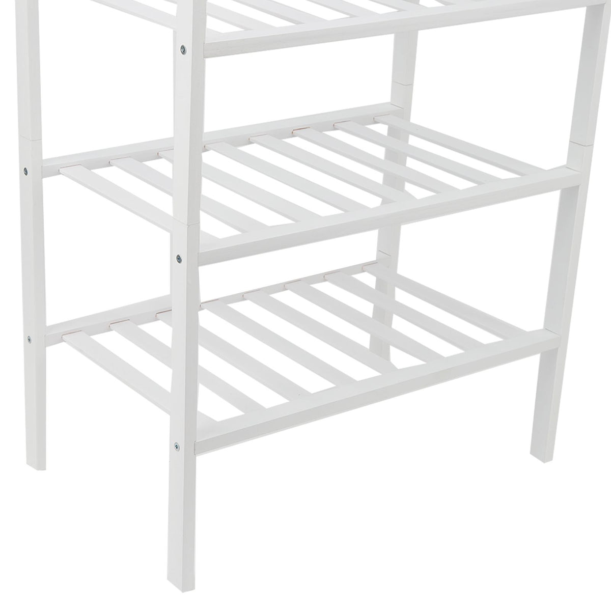 4 Tier Shoe Rack White Stackable Shoes Rack Organizer Multifunctional Bamboo Shoe Rack for Home Hotel Dorm