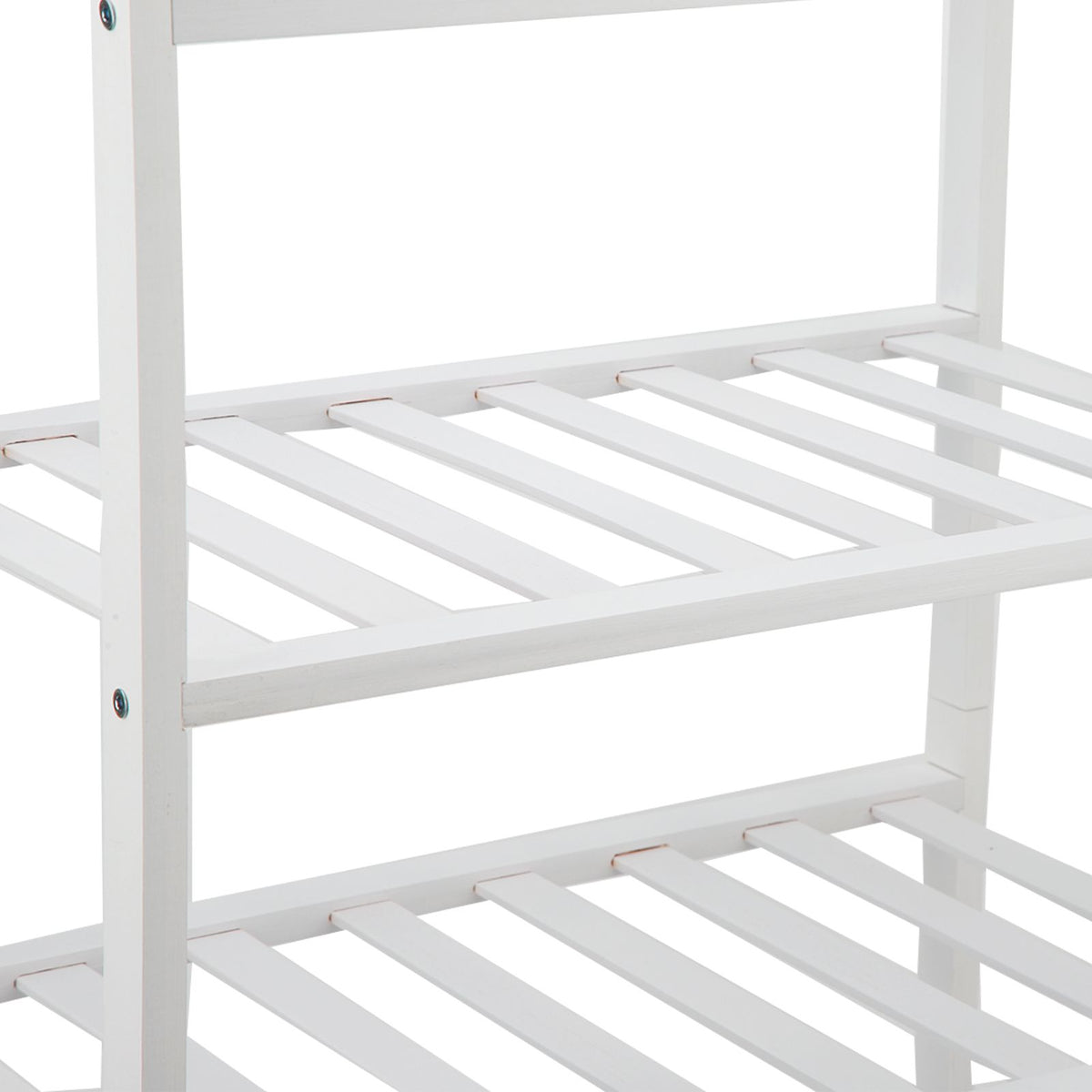 4 Tier Shoe Rack White Stackable Shoes Rack Organizer Multifunctional Bamboo Shoe Rack for Home Hotel Dorm