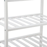 4 Tier Shoe Rack White Stackable Shoes Rack Organizer Multifunctional Bamboo Shoe Rack for Home Hotel Dorm
