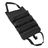 Roll Up Tool Bag 5 Zipper Pockets Portable Oxford Cloth Electricians Tool Bag for Carpenter Plumber Black - Side View