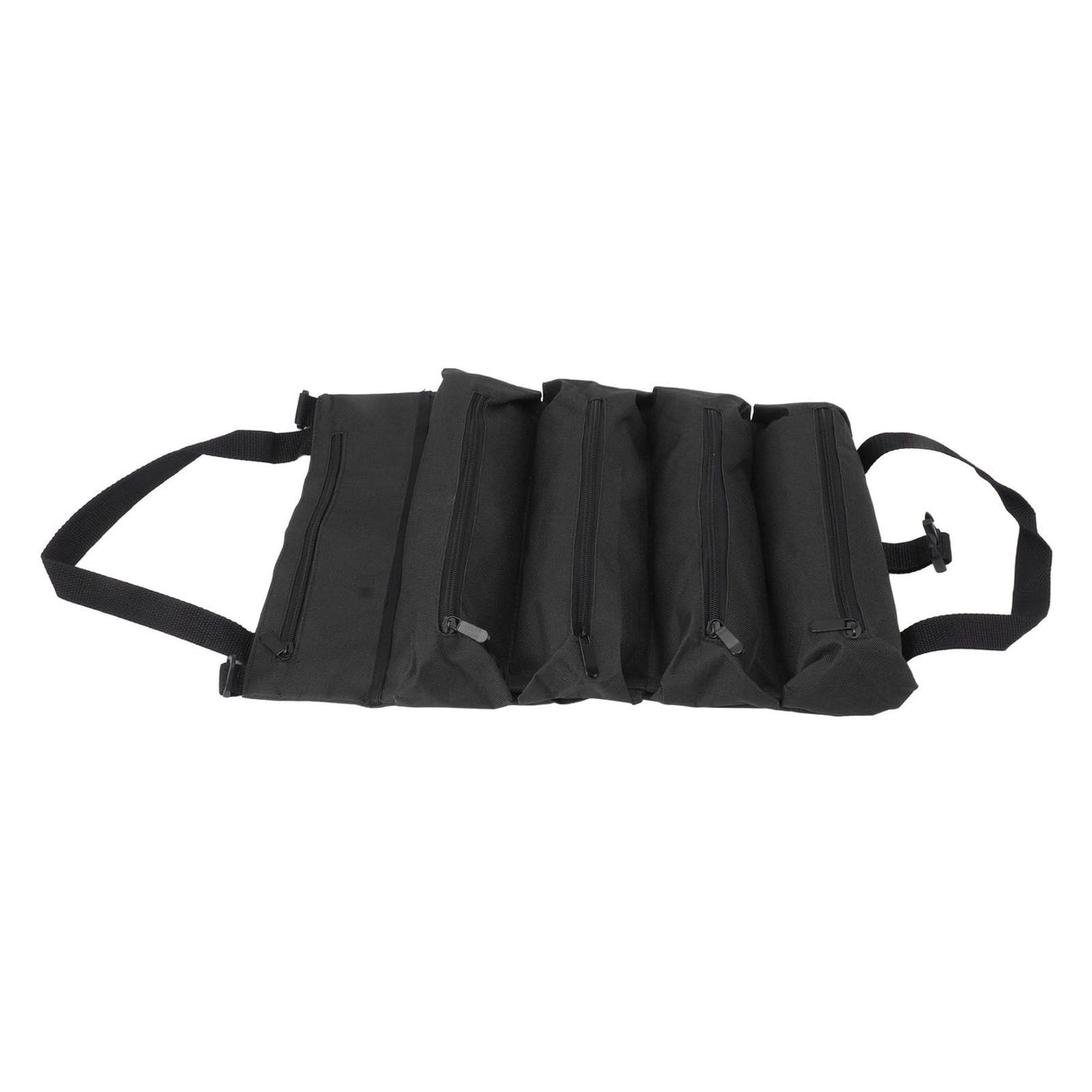 Roll Up Tool Bag 5 Zipper Pockets Portable Oxford Cloth Electricians Tool Bag for Carpenter Plumber Black