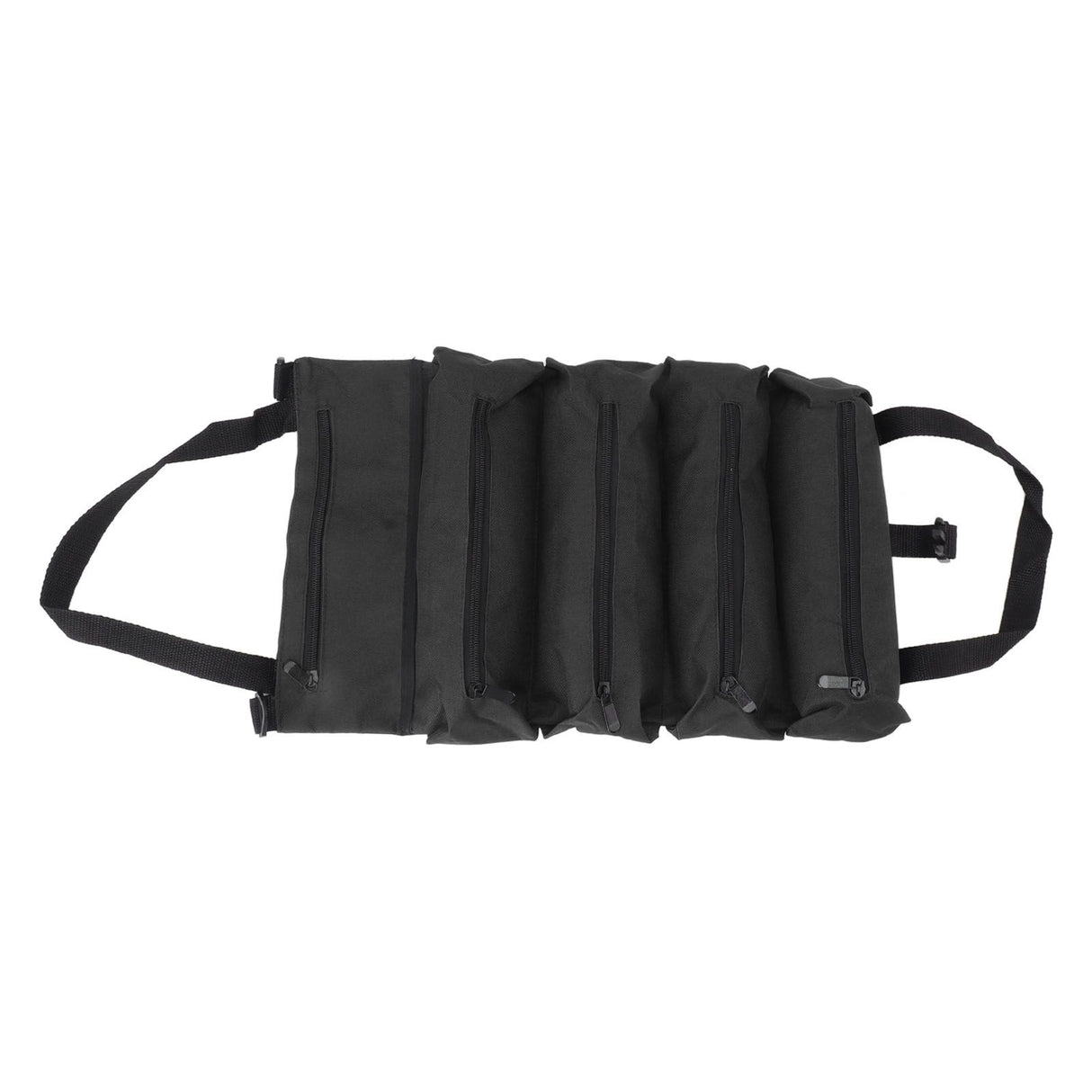 Roll Up Tool Bag 5 Zipper Pockets Portable Oxford Cloth Electricians Tool Bag for Carpenter Plumber Black