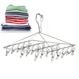 Clothes Drying Hanger Stainless Steel Multi Clip Laundry Drip Hanging Rack for Underwear Socks Hat No Loop Square