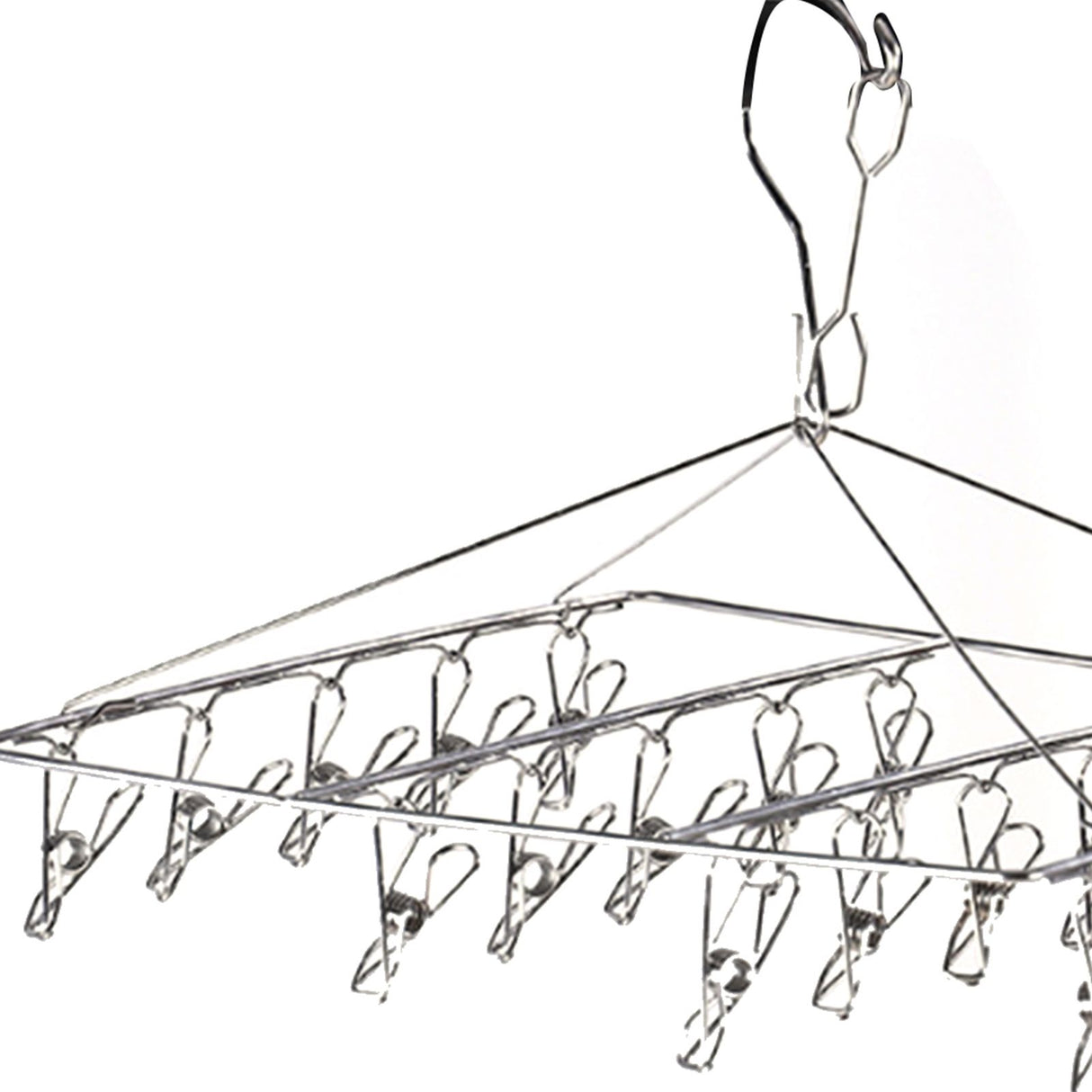 Clothes Drying Hanger Stainless Steel Multi Clip Laundry Drip Hanging Rack for Underwear Socks Hat No Loop Square