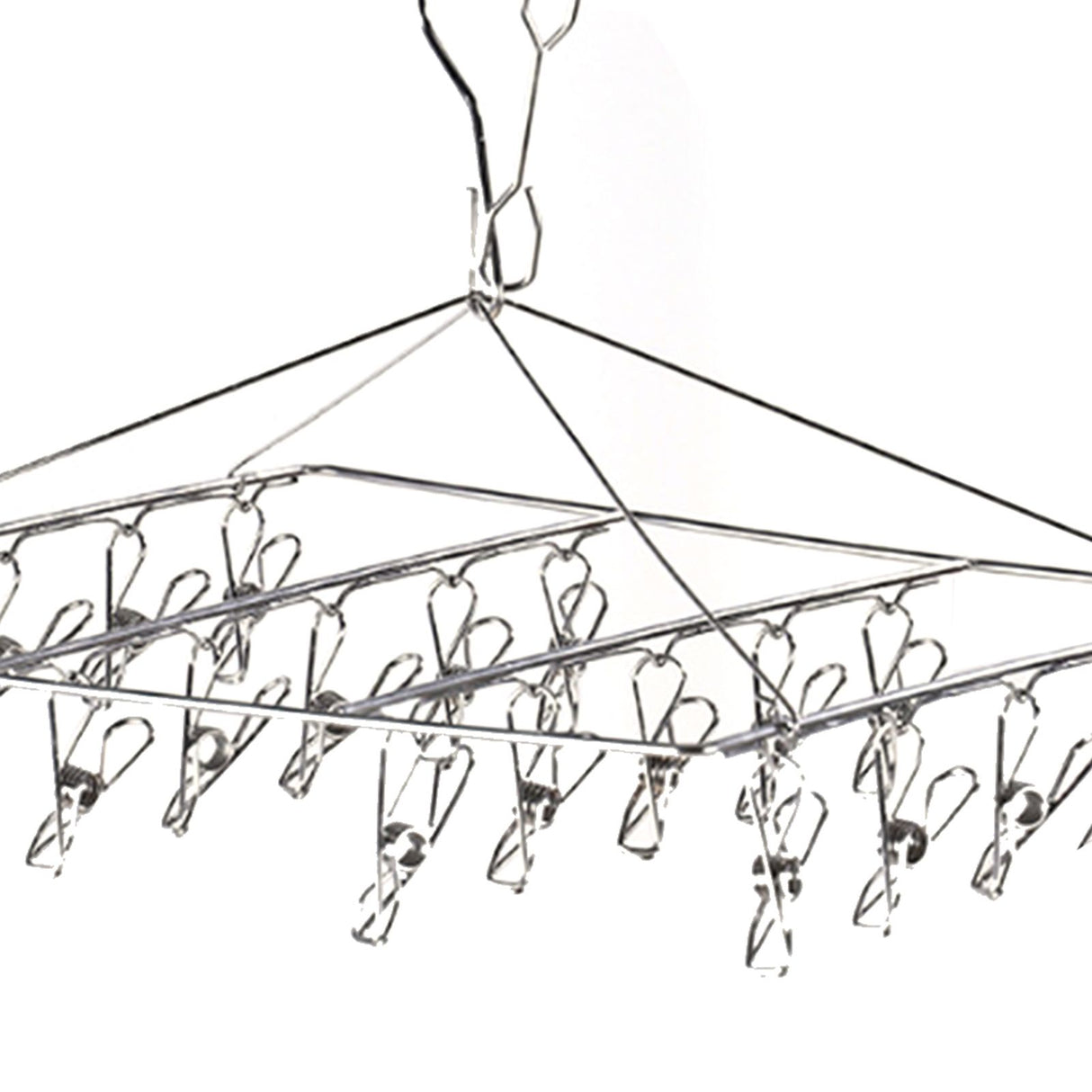 Clothes Drying Hanger Stainless Steel Multi Clip Laundry Drip Hanging Rack for Underwear Socks Hat No Loop Square