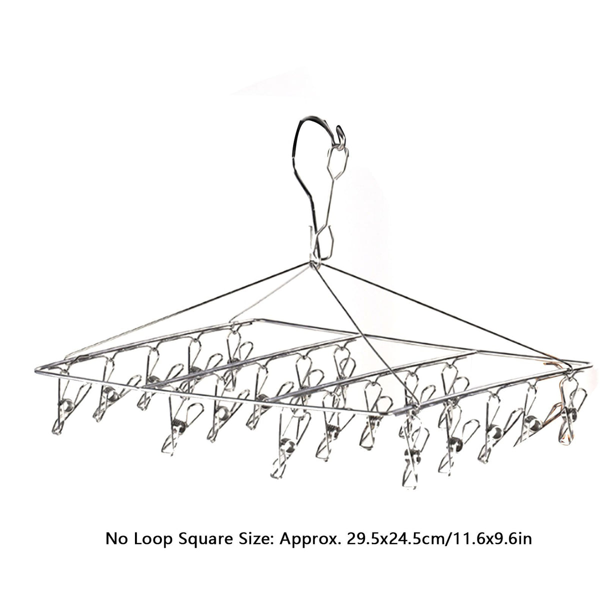 Clothes Drying Hanger Stainless Steel Multi Clip Laundry Drip Hanging Rack for Underwear Socks Hat No Loop Square