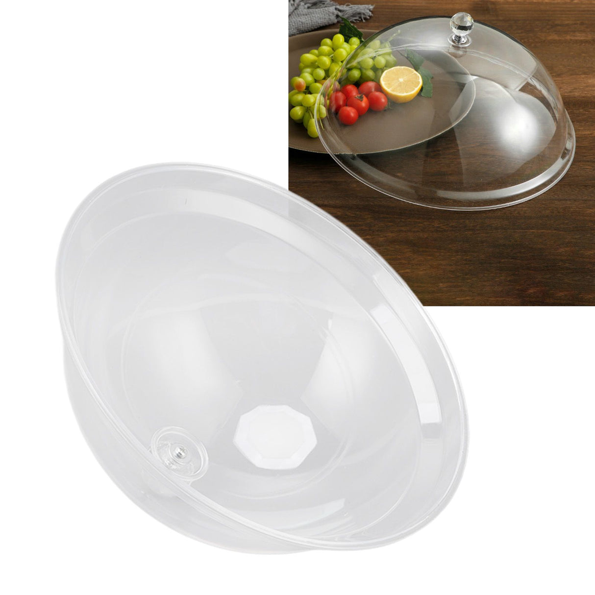 Food Cover Acrylic Transparent Thickened Fall Resistant Dustproof Food Preservation Cover with Handle 21cm