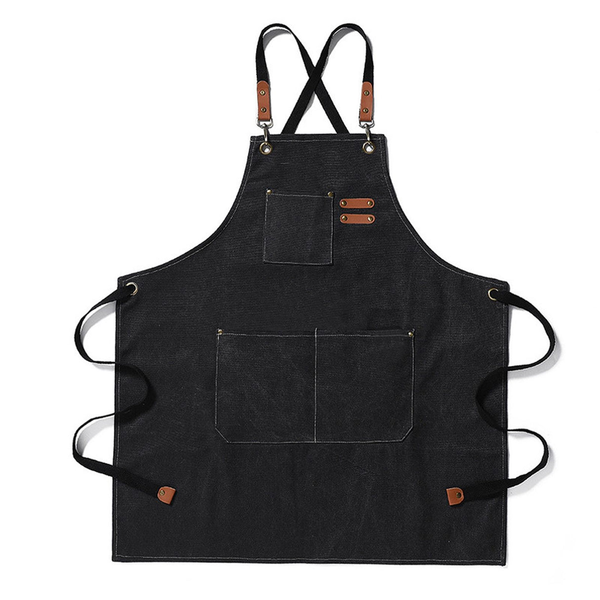 Work Apron Waterproof Breathable Adjustable Thickened Unisex Kitchen Apron with Pockets for BBQ Gardening Black