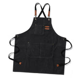 Work Apron Waterproof Breathable Adjustable Thickened Unisex Kitchen Apron with Pockets for BBQ Gardening Black