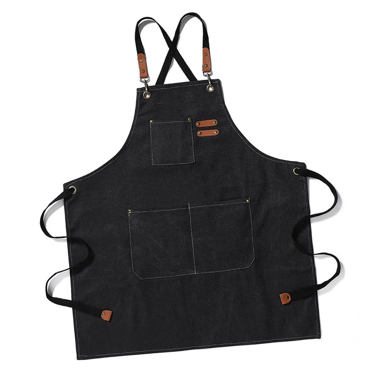 Work Apron Waterproof Breathable Adjustable Thickened Unisex Kitchen Apron with Pockets for BBQ Gardening Black