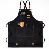 Work Apron Waterproof Breathable Adjustable Thickened Unisex Kitchen Apron with Pockets for BBQ Gardening Black