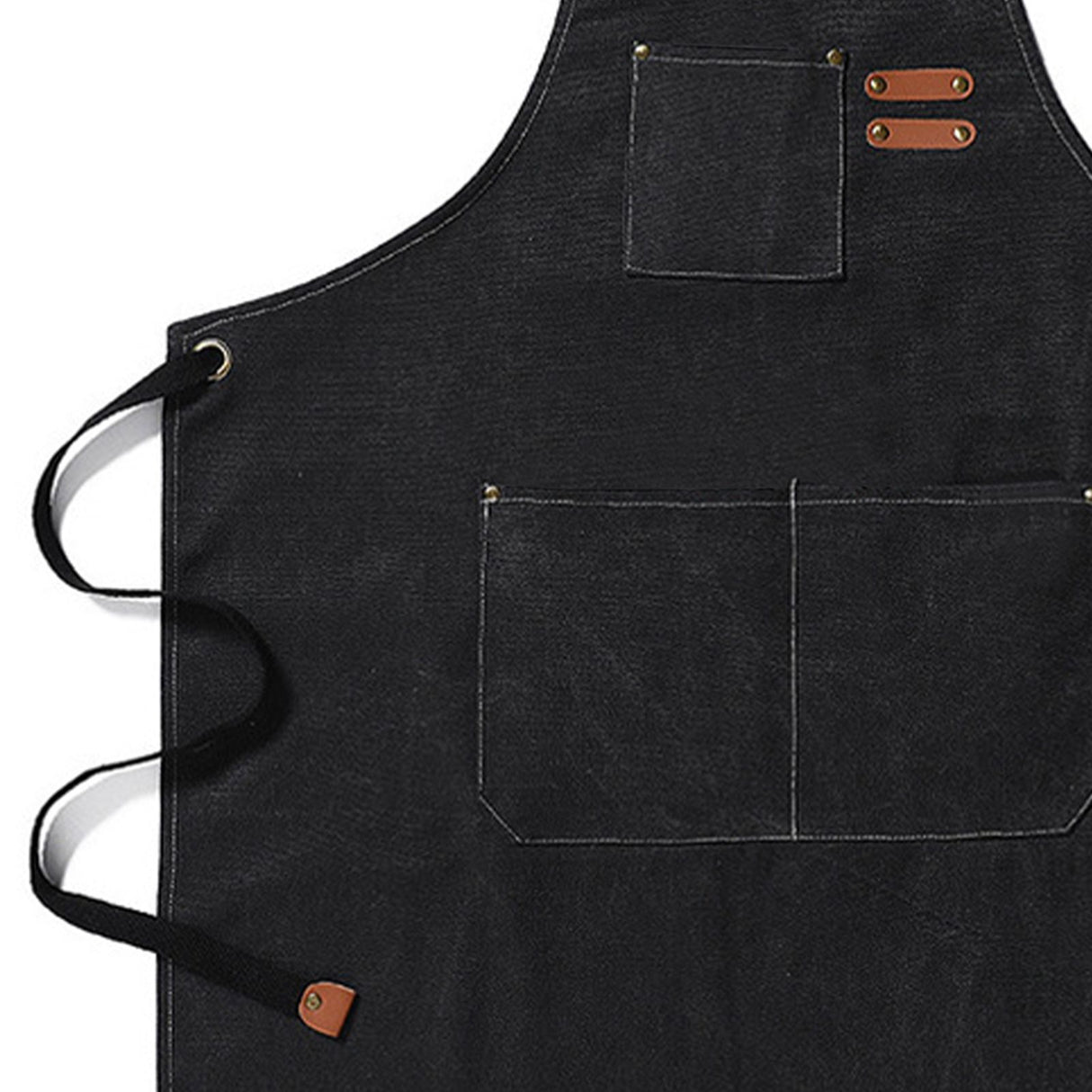 Work Apron Waterproof Breathable Adjustable Thickened Unisex Kitchen Apron with Pockets for BBQ Gardening Black