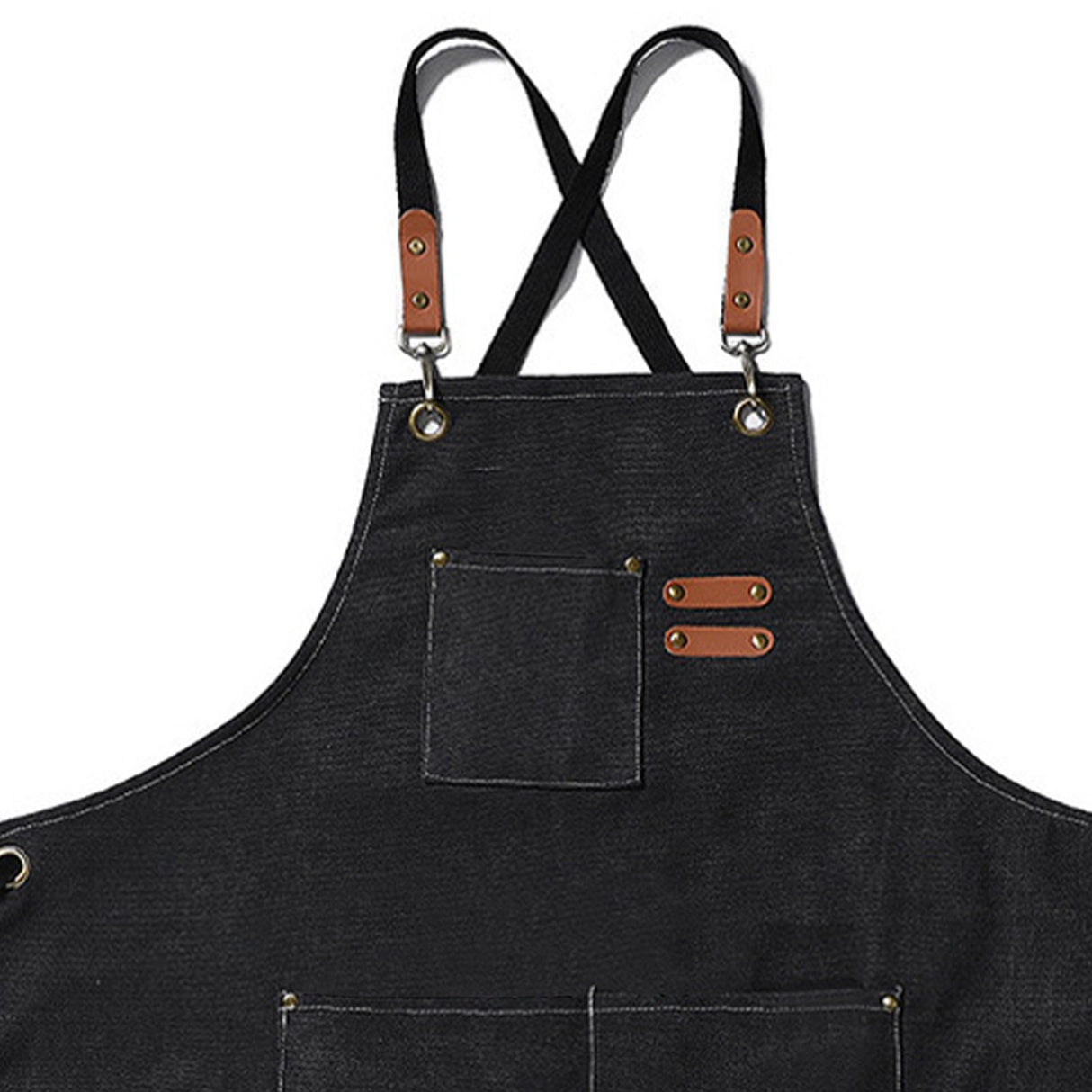 Work Apron Waterproof Breathable Adjustable Thickened Unisex Kitchen Apron with Pockets for BBQ Gardening Black