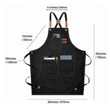 Work Apron Waterproof Breathable Adjustable Thickened Unisex Kitchen Apron with Pockets for BBQ Gardening Black