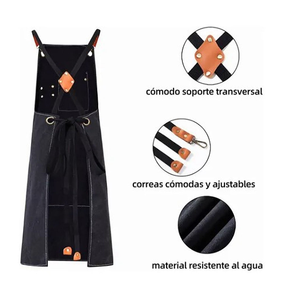 Work Apron Waterproof Breathable Adjustable Thickened Unisex Kitchen Apron with Pockets for BBQ Gardening Black