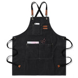 Work Apron Waterproof Breathable Adjustable Thickened Unisex Kitchen Apron with Pockets for BBQ Gardening Black
